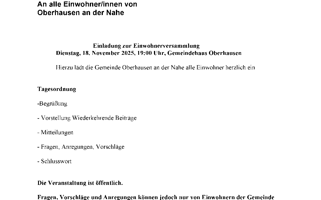 Einwohnerversammlung 18.11.2025